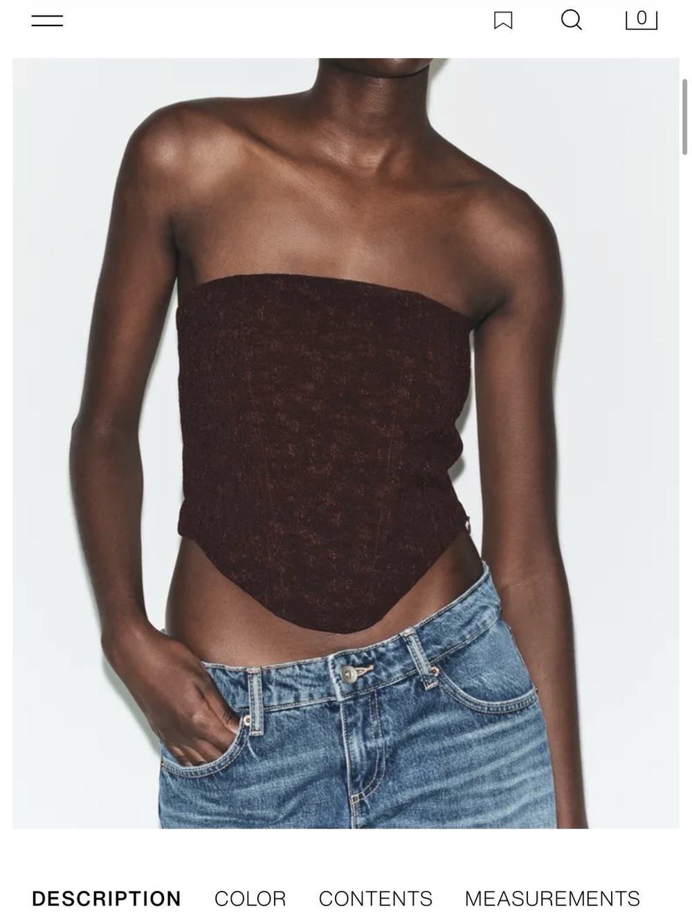 Zara Textured Corset Top - Chocolate